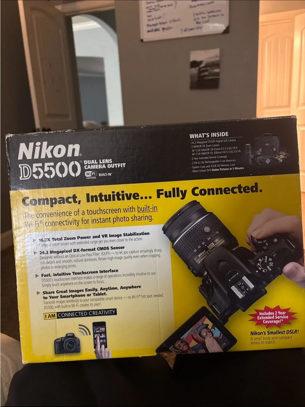 Nikon D5500 Dual Lens Camera Outfit - Black and Yellow Packaging